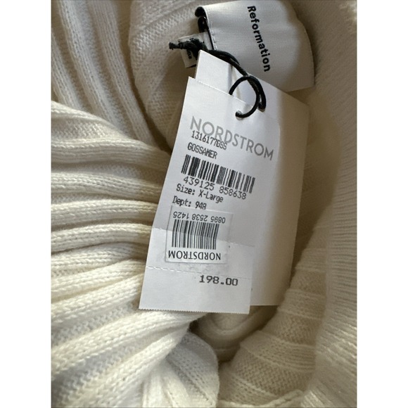 NWT Reformation Lana Cashmere Blend Ribbed Off-Shoulder Sweater XL - Picture 6 of 6